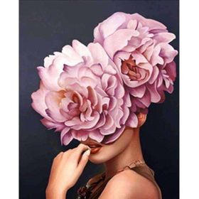 Canvas Hobby Çiçek Kadın 10 Renkli Kasnaklı 40 x 50 cm Sayılarla Boyama Seti