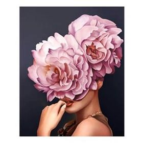 Canvas Hobby Çiçek Kadın 10 Renkli Kasnaklı 40 x 50 cm Sayılarla Boyama Seti