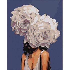 Canvas Hobby Çiçek Kadın 12 Renkli Kasnaklı 100 x 140 cm Sayılarla Boyama Seti