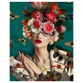 Canvas Hobby Çiçek Kadın 18 50 x 65 cm Kasnaklı Sayılarla Boyama Seti