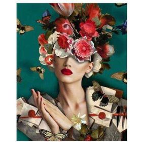 Canvas Hobby Çiçek Kadın 18 Kasnaklı 100 x 140 cm Sayılarla Boyama Seti