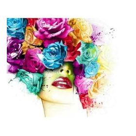 Canvas Hobby Çiçek Kadın 26 50 x 65 cm Kasnaklı Sayılarla Boyama Seti