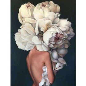 Canvas Hobby Çiçek Kadın 3 Renkli Kasnaklı 100 x 140 cm Sayılarla Boyama Seti