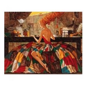 Canvas Hobby Çiçek Kadın 3 Renkli Kasnaklı 90 x 110 cm Sayılarla Boyama Seti