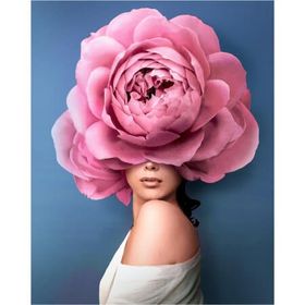 Canvas Hobby Çiçek Kadın 35 70 x 90 cm Kasnaklı Sayılarla Boyama Seti Duvar Sticker