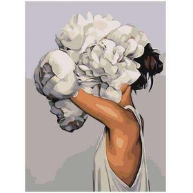 Canvas Hobby Çiçek Kadın 50 x 65 cm Kasnaklı Sayılarla Boyama Seti