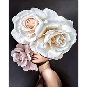 Canvas Hobby Çiçek Kadın 7 Renkli Kasnaklı 100 x 140 cm Sayılarla Boyama Seti