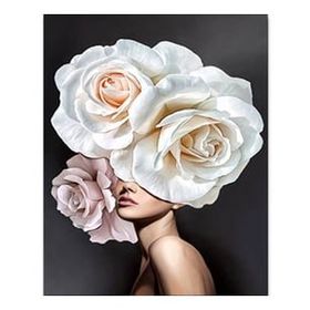 Canvas Hobby Çiçek Kadın 7 Renkli Kasnaklı 40 x 50 cm Sayılarla Boyama Seti