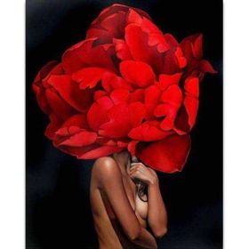Canvas Hobby Çiçek Kadın 8 Renkli Kasnaklı 40 x 50 cm Sayılarla Boyama Seti