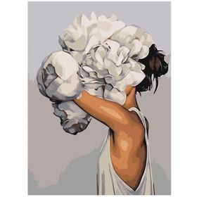 Canvas Hobby Çiçek Kadın Kasnaklı 40 x 50 cm Sayılarla Boyama Seti