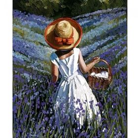 Canvas Hobby Çiçek Toplayan Kadın Kasnaklı 100 x 140 cm Sayılarla Boyama Seti