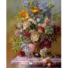 Canvas Hobby Çiçekler Kasnaklı 100 x 140 cm Sayılarla Boyama Seti
