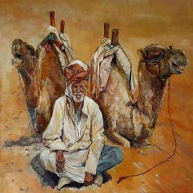 Canvas Hobby Çöldeki Develer Kasnaklı 40 x 50 cm Sayılarla Boyama Seti