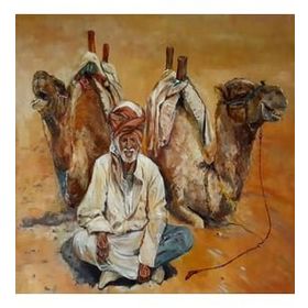 Canvas Hobby Çöldeki Develer Kasnaklı 40 x 50 cm Sayılarla Boyama Seti