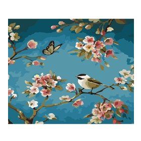 Canvas Hobby Daldaki Kuşlar 1 Kasnaklı 60 x 75 cm Sayılarla Boyama Seti