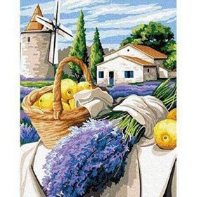 Canvas Hobby Değirmendeki Lavanta 70 x 90 cm Kasnaklı Sayılarla Boyama Seti Duvar Sticker