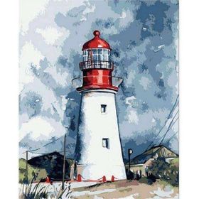 Canvas Hobby Deniz Feneri ve Bulutlar 50 x 65 cm Kasnaklı Sayılarla Boyama Seti Duvar Sticker