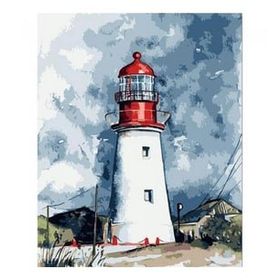 Canvas Hobby Deniz Feneri ve Bulutlar 50 x 65 cm Kasnaklı Sayılarla Boyama Seti Duvar Sticker