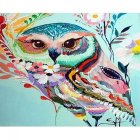 Canvas Hobby Desenli Baykuş 40 x 50 cm Kasnaklı Sayılarla Boyama Seti Duvar Sticker
