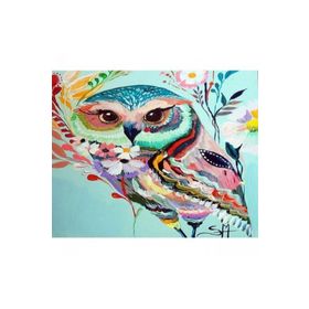 Canvas Hobby Desenli Baykuş 50 x 65 cm Kasnaklı Sayılarla Boyama Seti Duvar Sticker