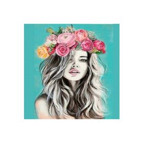 Canvas Hobby Doğal Çiçek Kadın 50 x 65 cm Kasnaklı Sayılarla Boyama Seti Duvar Sticker