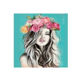 Canvas Hobby Doğal Çiçek Kadın 50 x 65 cm Kasnaklı Sayılarla Boyama Seti Duvar Sticker