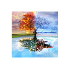 Canvas Hobby Dolunay ve Ağaç 60 x 75 cm Kasnaklı Sayılarla Boyama Seti Duvar Sticker
