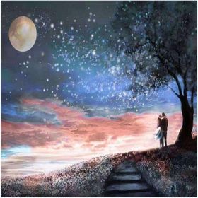 Canvas Hobby Dolunayda Aşk Kasnaklı 100 x 140 cm Sayılarla Boyama Seti