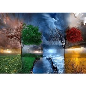 Canvas Hobby Dört Mevsim Kasnaklı 70 x 90 cm Sayılarla Boyama Seti