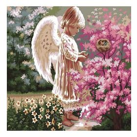 Canvas Hobby Düş Bahçesinde Bir Melek 50 x 65 cm Kasnaklı Sayılarla Boyama Seti Duvar Sticker