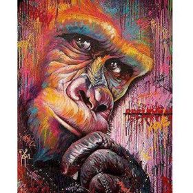 Canvas Hobby Düşünen Goril 60 x 75 cm Kasnaklı Sayılarla Boyama Seti Duvar Sticker