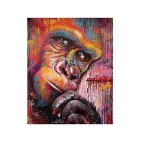 Canvas Hobby Düşünen Goril 70 x 90 cm Kasnaklı Sayılarla Boyama Seti Duvar Sticker