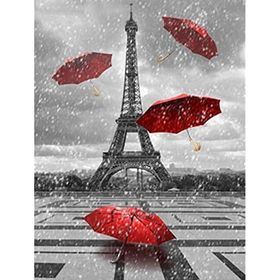 Canvas Hobby Eyfelde Yağmur 50 x 65 cm Kasnaklı Sayılarla Boyama Seti