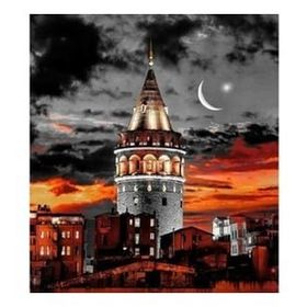 Canvas Hobby Galata Kulesi Renkli 50 x 65 cm Kasnaklı Sayılarla Boyama Seti Duvar Sticker