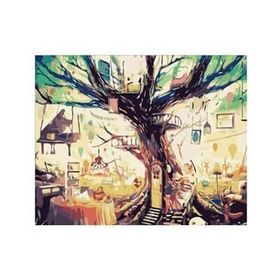 Canvas Hobby Gizemli Ağaç 70 x 90 cm Kasnaklı Sayılarla Boyama Seti Duvar Sticker