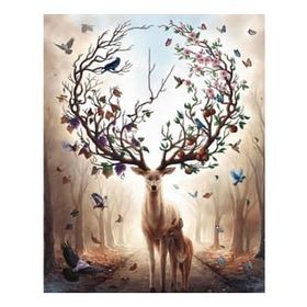 Canvas Hobby Gizemli Orman ve Geyik Kasnaklı 40 x 50 cm Sayılarla Boyama Seti