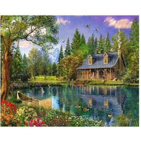 Canvas Hobby Göl Evi Kasnaklı 100 x 140 cm Sayılarla Boyama Seti