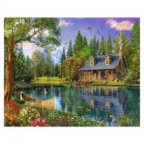 Canvas Hobby Göl Evi Kasnaklı 60 x 75 cm Sayılarla Boyama Seti