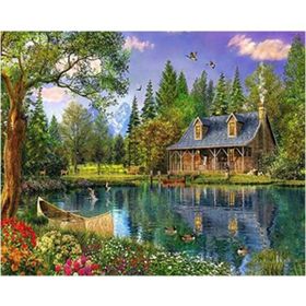 Canvas Hobby Göl Evi Kasnaklı 70 x 90 cm Sayılarla Boyama Seti