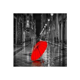Canvas Hobby Gri Sokaklar ve Kırmızı Şemsiye Kasnaklı 60x75 cm Sayılarla Boyama Seti