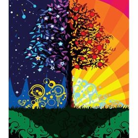 Canvas Hobby Gündüz Gece ve Ağaç Kasnaklı 100 x 140 cm Sayılarla Boyama Seti