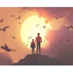 Canvas Hobby Güneş Doğarken Baba ve Oğul Kasnaklı 40 x 50 cm Sayılarla Boyama Seti