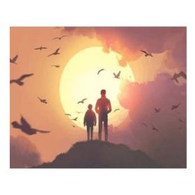Canvas Hobby Güneş Doğarken Baba ve Oğul Kasnaklı 60 x 75 cm Sayılarla Boyama Seti