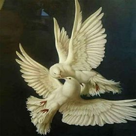 Canvas Hobby Güvercinlerin Aşkı Kasnaklı 70 x 90 cm Sayılarla Boyama Seti