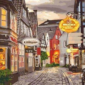 Canvas Hobby Güzel Bir Sokak Kasnaklı 70 x 90 cm Sayılarla Boyama Seti