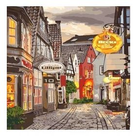 Canvas Hobby Güzel Bir Sokak Kasnaklı 70 x 90 cm Sayılarla Boyama Seti
