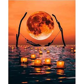 Canvas Hobby Huzurlu Dolunay Kasnaklı 100 x 140 cm Sayılarla Boyama Seti