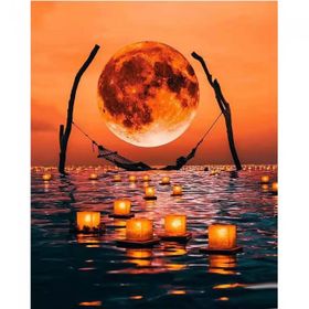 Canvas Hobby Huzurlu Dolunay Kasnaklı 100 x 140 cm Sayılarla Boyama Seti