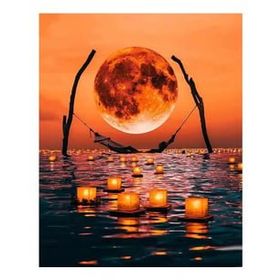Canvas Hobby Huzurlu Dolunay Kasnaklı 70 x 90 cm Sayılarla Boyama Seti
