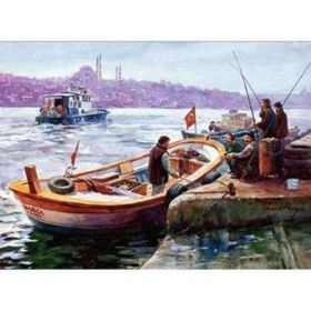 Canvas Hobby İstanbul ve Kayıklar Kasnaklı 100 x 140 cm Sayılarla Boyama Seti